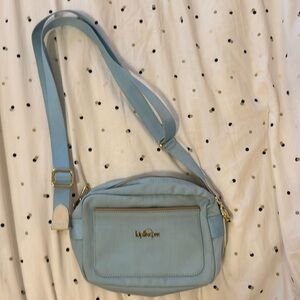 Light Blue Kipling Crossbody Bag withh Gold Hardware